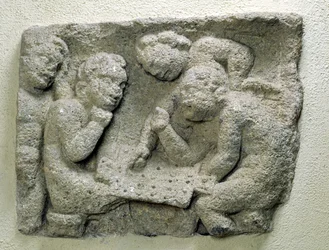 Putti spielen Latronculi (Steine)